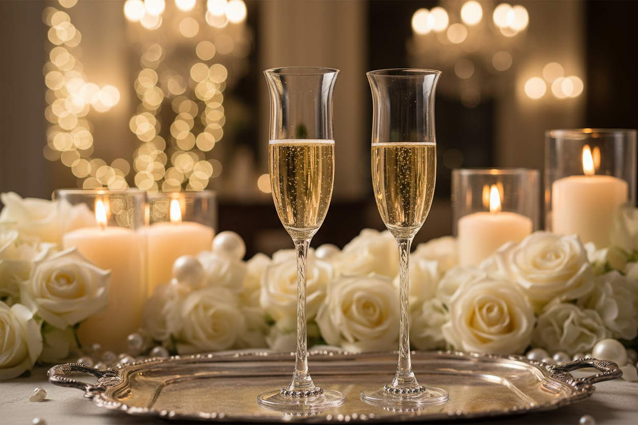 elegant wedding champagne flutes